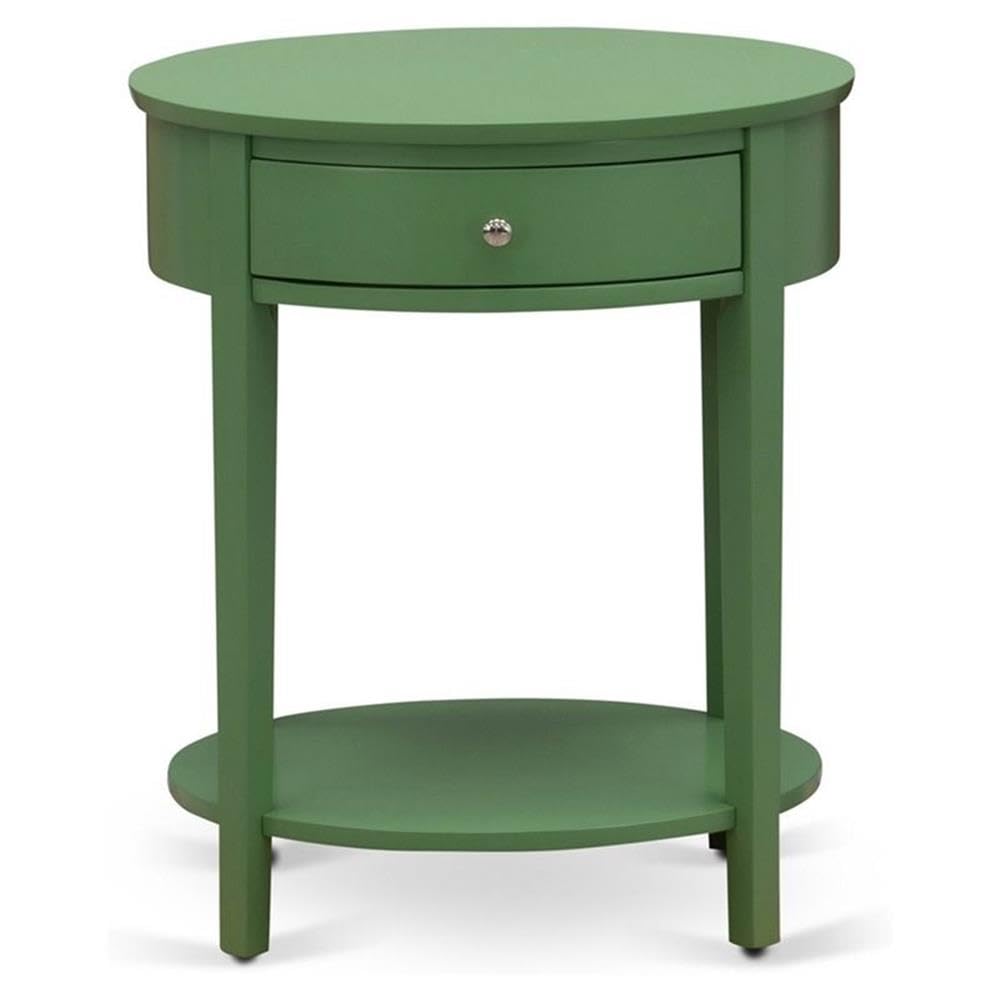 East West Furniture HI-12-ET Mid Century Modern Nightstand with 1 Wood Drawer, Stable and Sturdy Constructed - Clover Green Finish